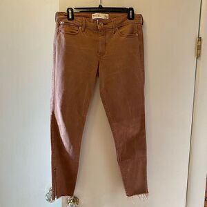 NWOT ABERCROMBIE & FITCH Ankle Jean with Zippers Frayed Hems Salmon Women’s 4